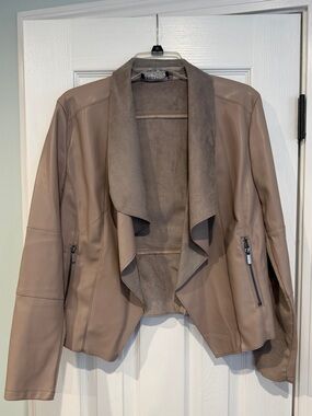 Bagatelle Taupe/Rose Mauve Open-Front Leather Jacket